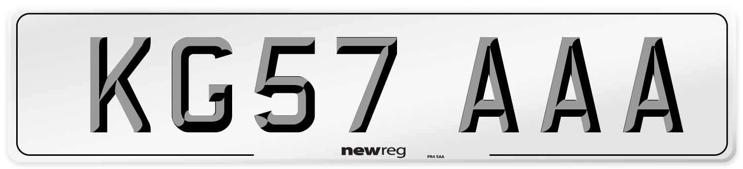 KG57 AAA Number Plate from New Reg